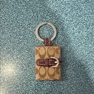 Coach Signature Mini Photobook Keychain with Purple Leather